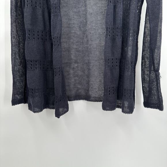 Comme Ca Ism Cardigan Sweater Womens Medium Blue Linen Open Knit Beachy - Picture 3 of 10